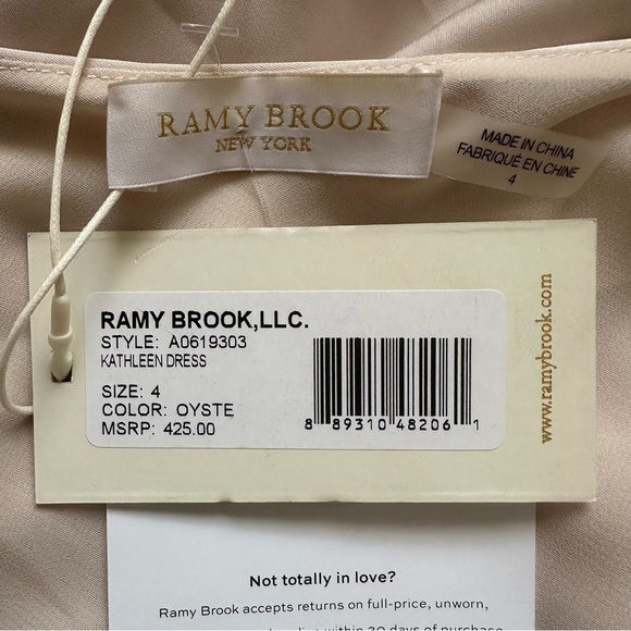 Ramy Brook Dress Kathleen One-Shoulder Asymmetric Oyster Nude 4 NWT New - Picture 9 of 13